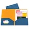 C-Line Products TwoTone TwoPocket Super Heavyweight Poly Portfolio, Steel BlueAmber Orange, 25PK 34705-BX - alternate 1